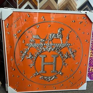 Hermes Vif Argent 90 cm Scarf / Professionally Framed